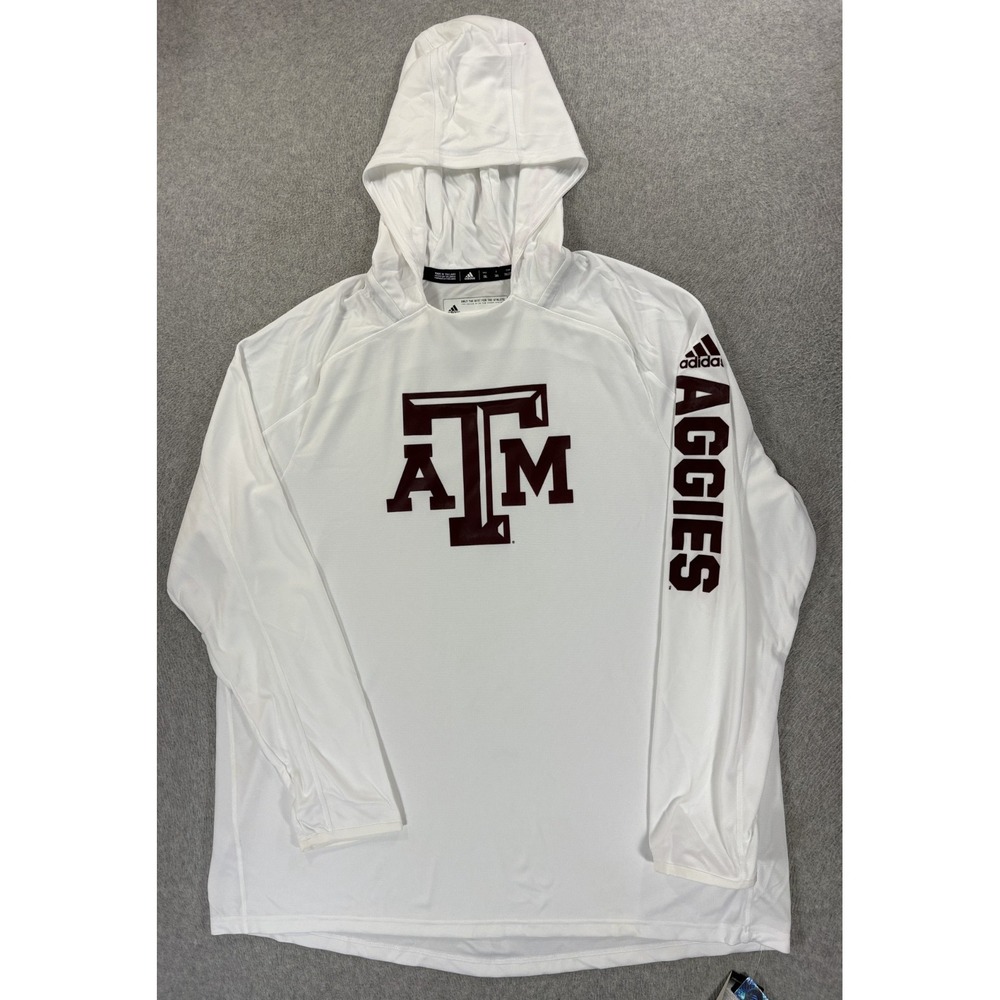 NWT Texas A&M Aggies ClimaLite Performance Hoodie Pullover (Men's 2XL) White - Picture 1 of 13